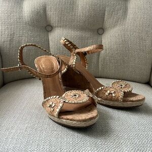 Jack Rogers Gold/Cork Wedge Sandals Sz. 8